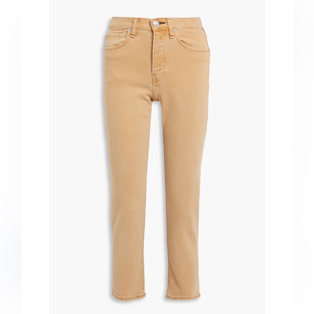 NWT RAG & BONE Maya cropped high-rise slim-leg jeans sand color - 23